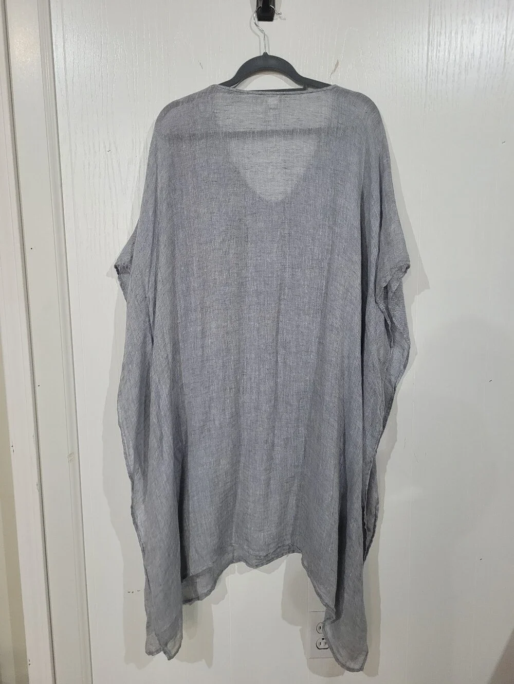 Eileen Fisher Light Gray Organic Linen Gauze V-Neck Linen Tunic Caftan Size XL - Picture 5 of 8